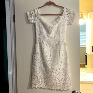 NSR White Lace-Appliqué Dress
